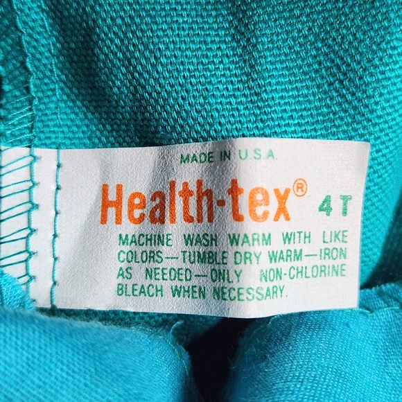 NWT VTG HealthTex Cotton Overalls Size 4T Color Aqua and white - Picture 7 of 10